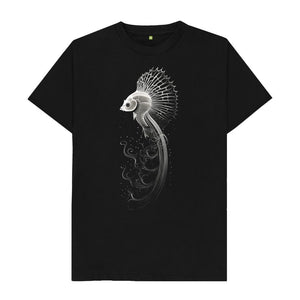 Black Men's T-Shirt Sea Peacock