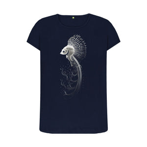 Navy Blue Women's T-Shirt Sea Peacock