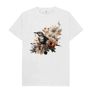 White Men's T-Shirt Bird Flower