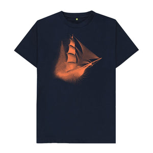 Navy Blue Men's T-Shirt Sailing Ship