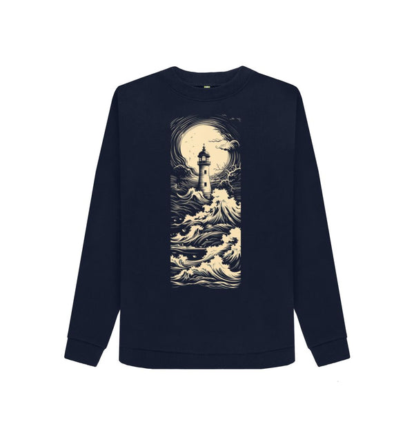 Navy Blue Women's Sweatshirt Lighthouse