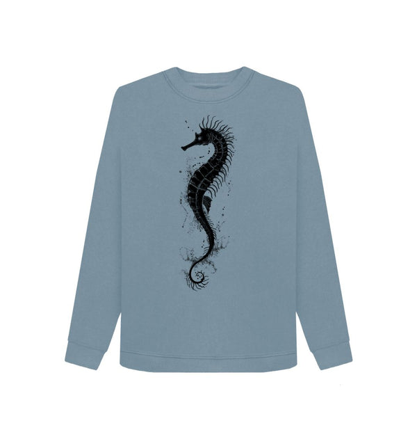 Stone Blue Women's Sweatshirt Seahorse