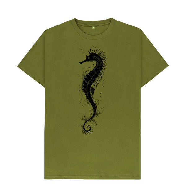 Moss Green Men's T-Shirt Seahorse