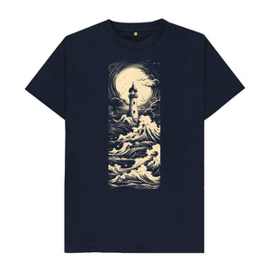 Navy Blue Men's T-Shirt Lighthouse