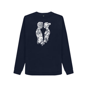 Navy Blue Women's Sweatshirt Love of  Flowers