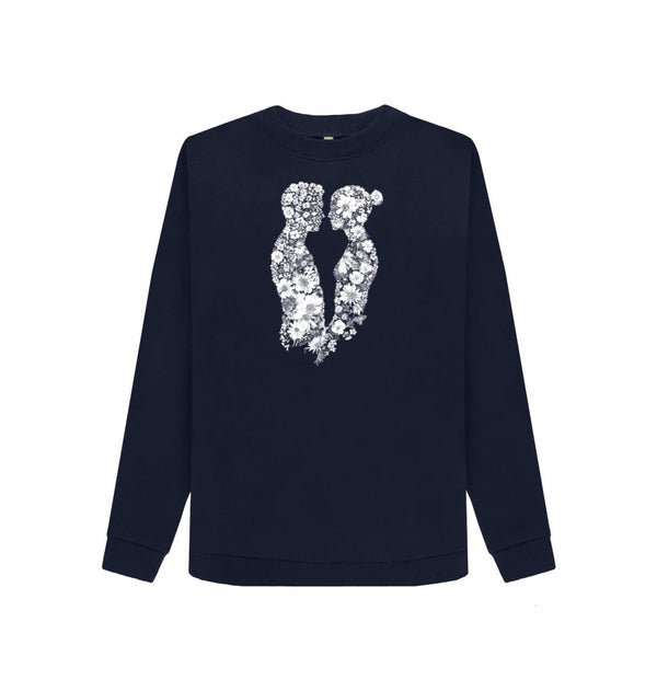 Navy Blue Women's Sweatshirt Love of  Flowers