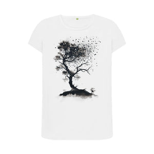 White Women's T-Shirt Tree Watercolour Splash