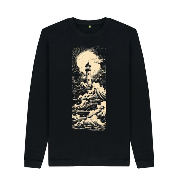 Black Men's Sweatshirt Lighthouse