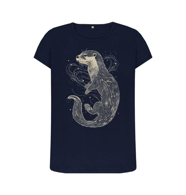 Navy Blue Women's T-Shirt Otter