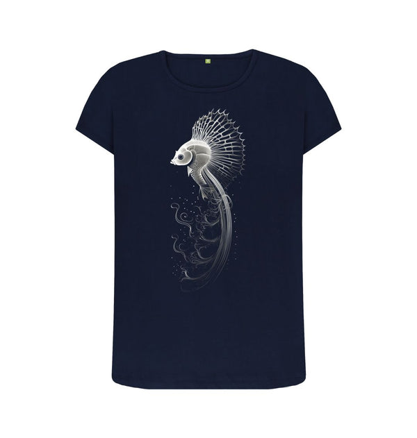 Navy Blue Women's T-Shirt Sea Peacock