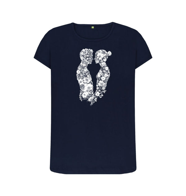 Navy Blue Women's T-Shirt Love of  Flowers