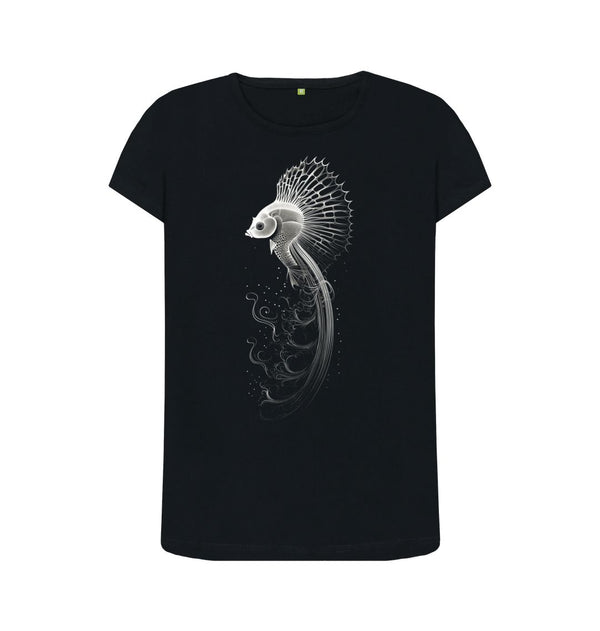 Black Women's T-Shirt Sea Peacock