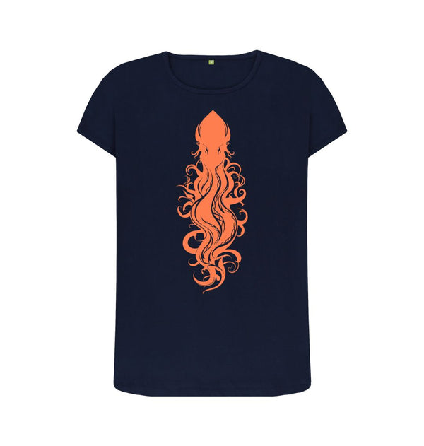 Navy Blue Women's T-Shirt Squid