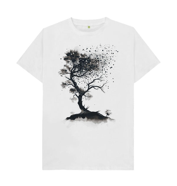 White Men's T-Shirt Tree Watercolour Splash