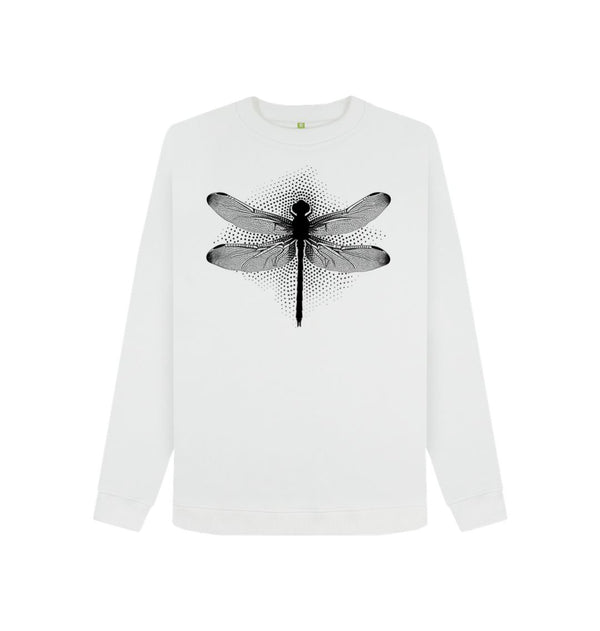 White Women's Sweatshirt Dragonfly