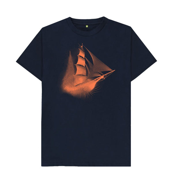 Navy Blue Men's T-Shirt Sailing Ship