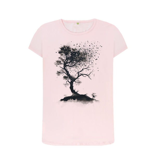 Pink Women's T-Shirt Tree Watercolour Splash