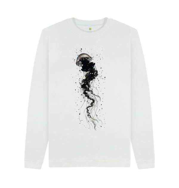 White Men's Sweatshirt Jellyfish