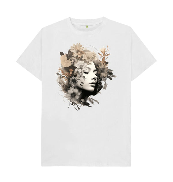 White Men's T-Shirt Head of Flowers