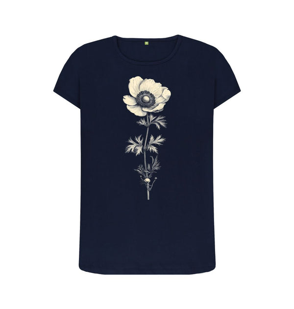 Navy Blue Women's T-Shirt Anemone