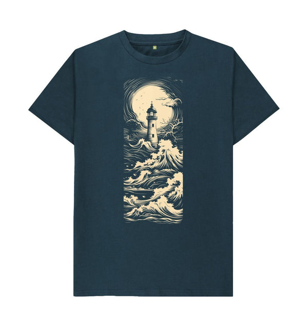 Denim Blue Men's T-Shirt Lighthouse