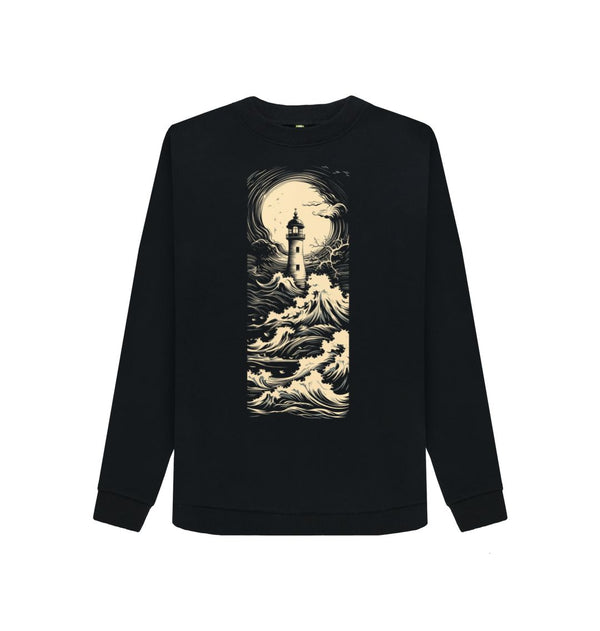 Black Women's Sweatshirt Lighthouse