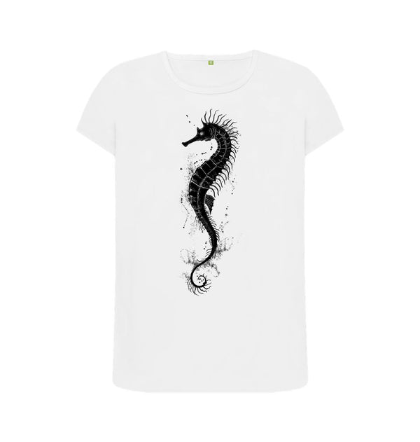 White Women's T-Shirt Seahorse