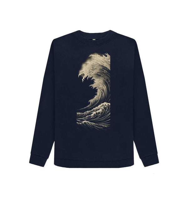 Navy Blue Women's Sweatshirt Wave