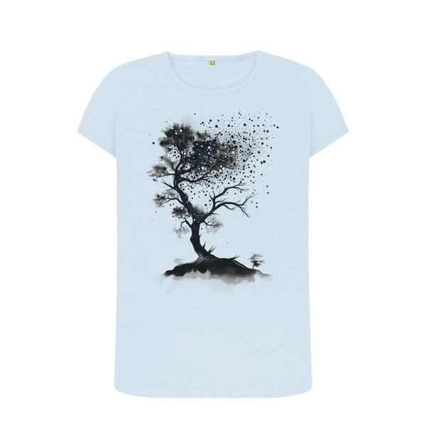 Sky Blue Women's T-Shirt Tree Watercolour Splash