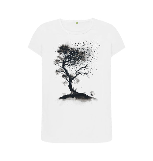 White Women's T-Shirt Tree Watercolour Splash