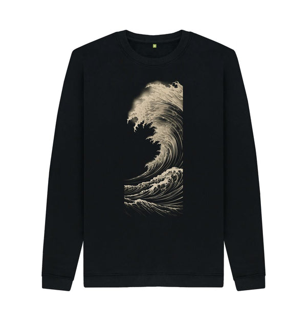 Black Men's Sweatshirt Wave